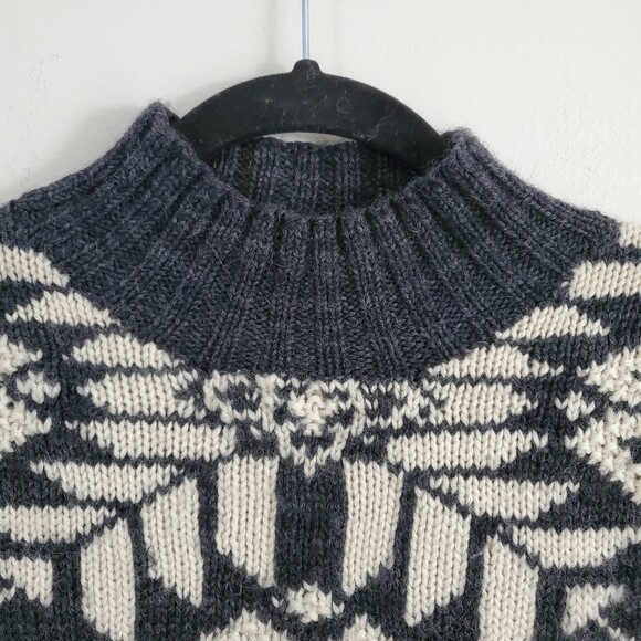 Lauren Ralph Lauren PP Wool Sweater Aztec Snowflake Mock Neck Charcoal Petite - Picture 5 of 11
